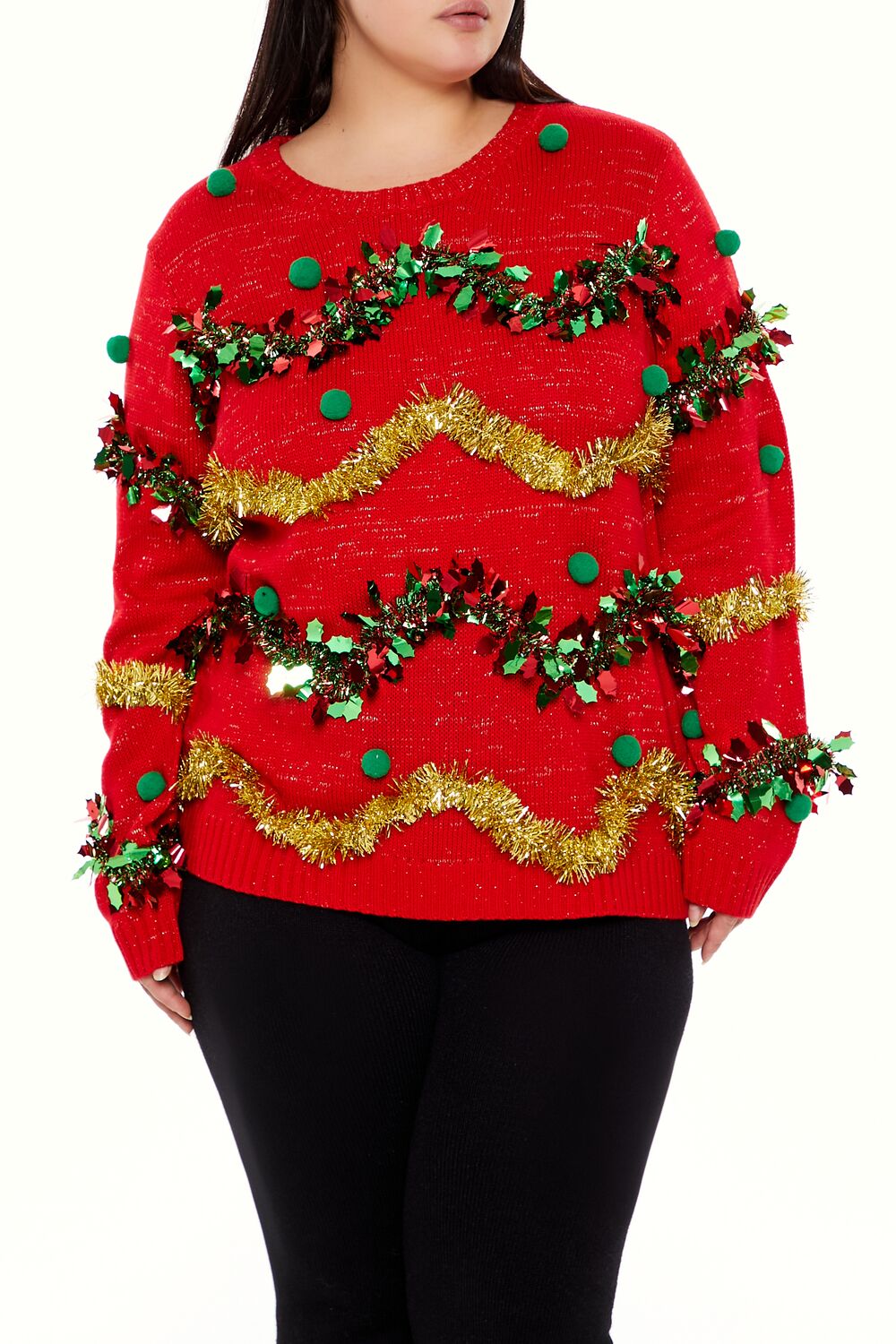 Plus Size Garland Pom Pom Sweater - Forever 21
