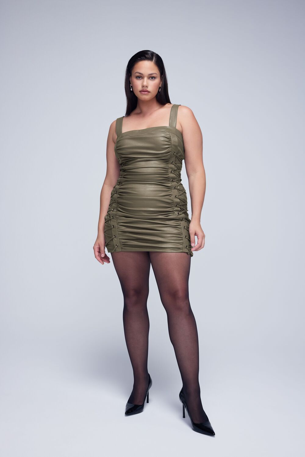 Plus Size Lace-Up Mini Dress - Forever 21