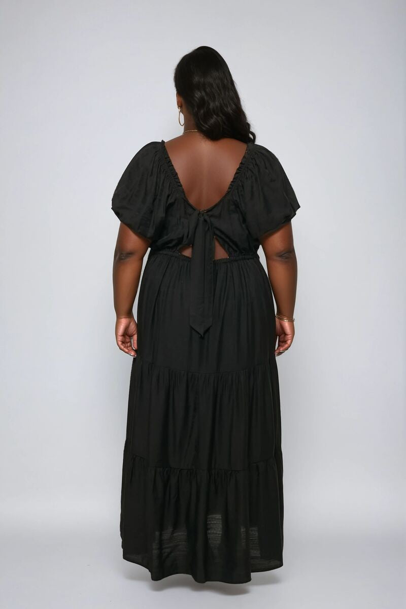 Plus Size Tiered Puff-Sleeve Maxi Dress - Forever 21