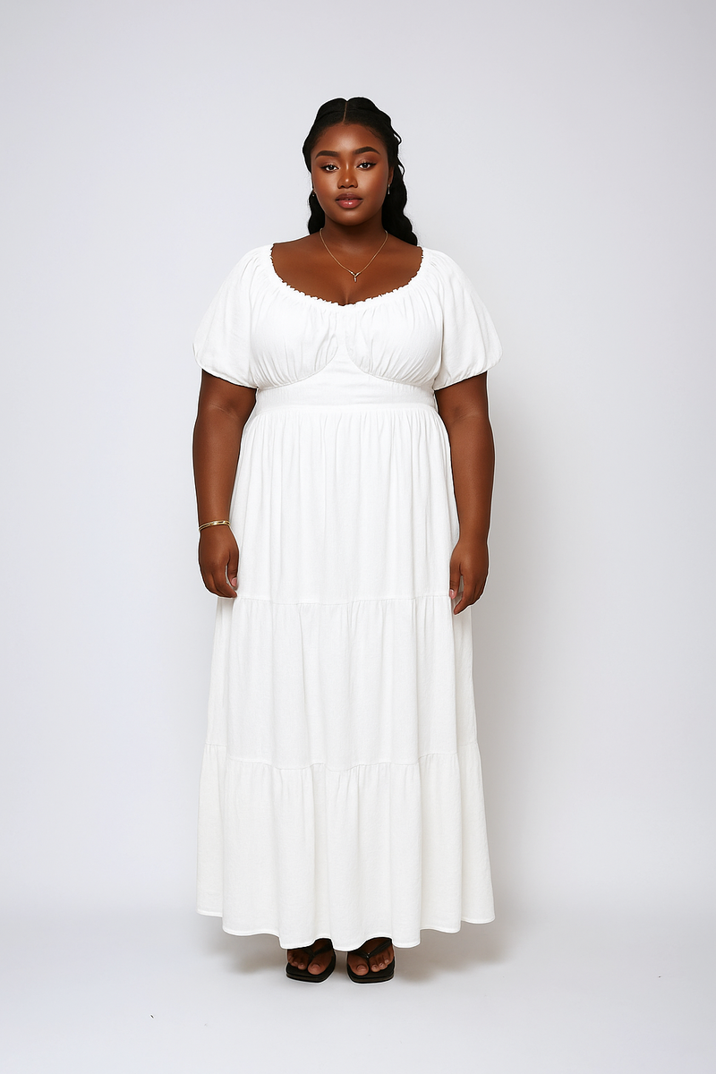 Plus Size Tiered Puff-Sleeve Maxi Dress - Forever 21