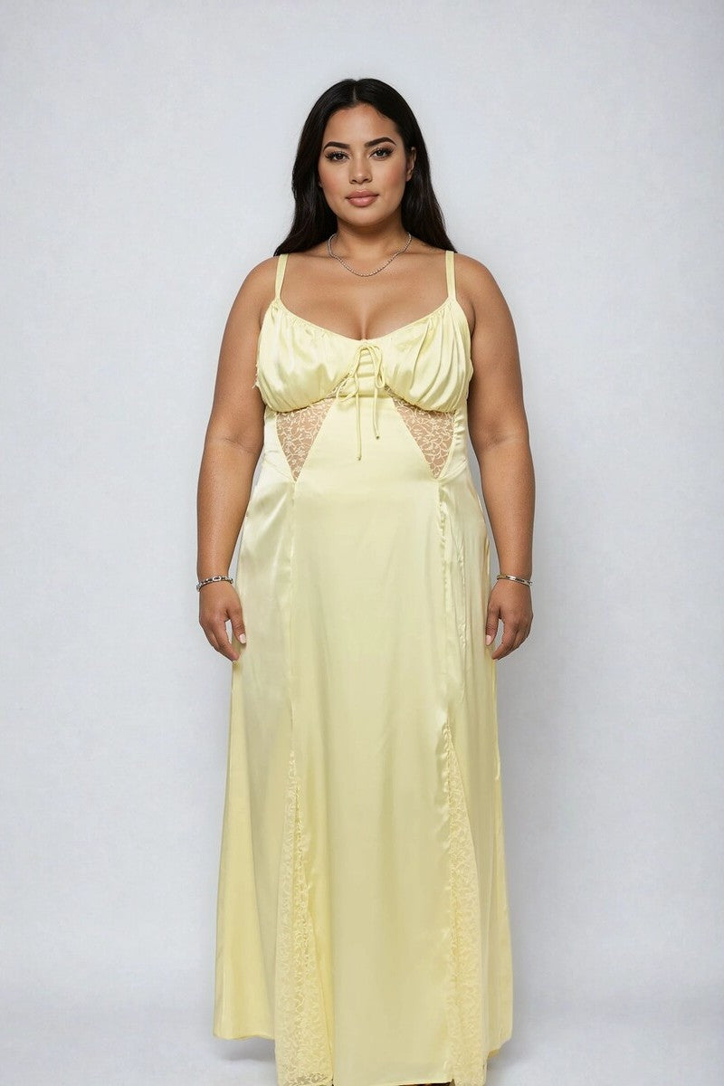 Plus Size Satin Lace Inset Maxi Dress - Forever 21