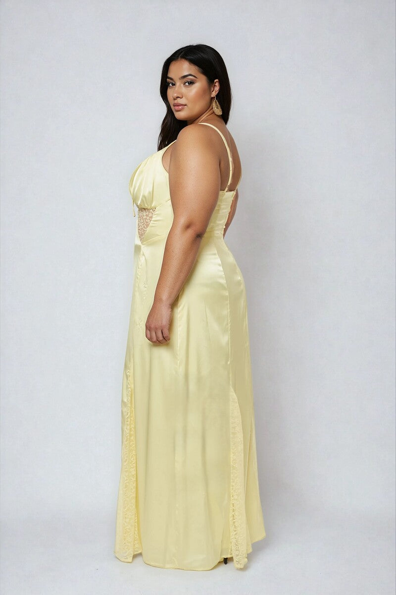 Plus Size Satin Lace Inset Maxi Dress - Forever 21