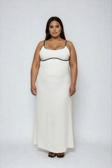 Plus Size Contrast-Trim Satin Cami Maxi Dress - Forever 21