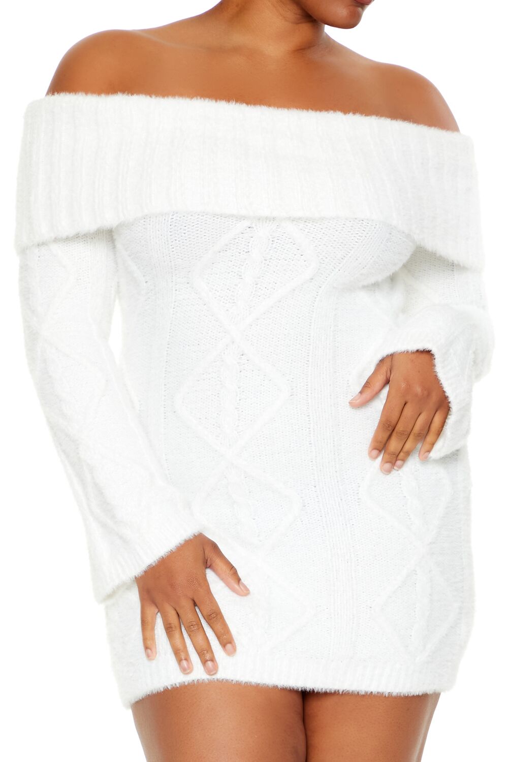 Plus Size Cable Knit Mini Sweater Dress - Forever 21