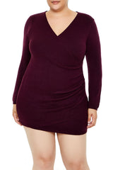 Plus Size Surplice Mini Sweater Dress - Forever 21