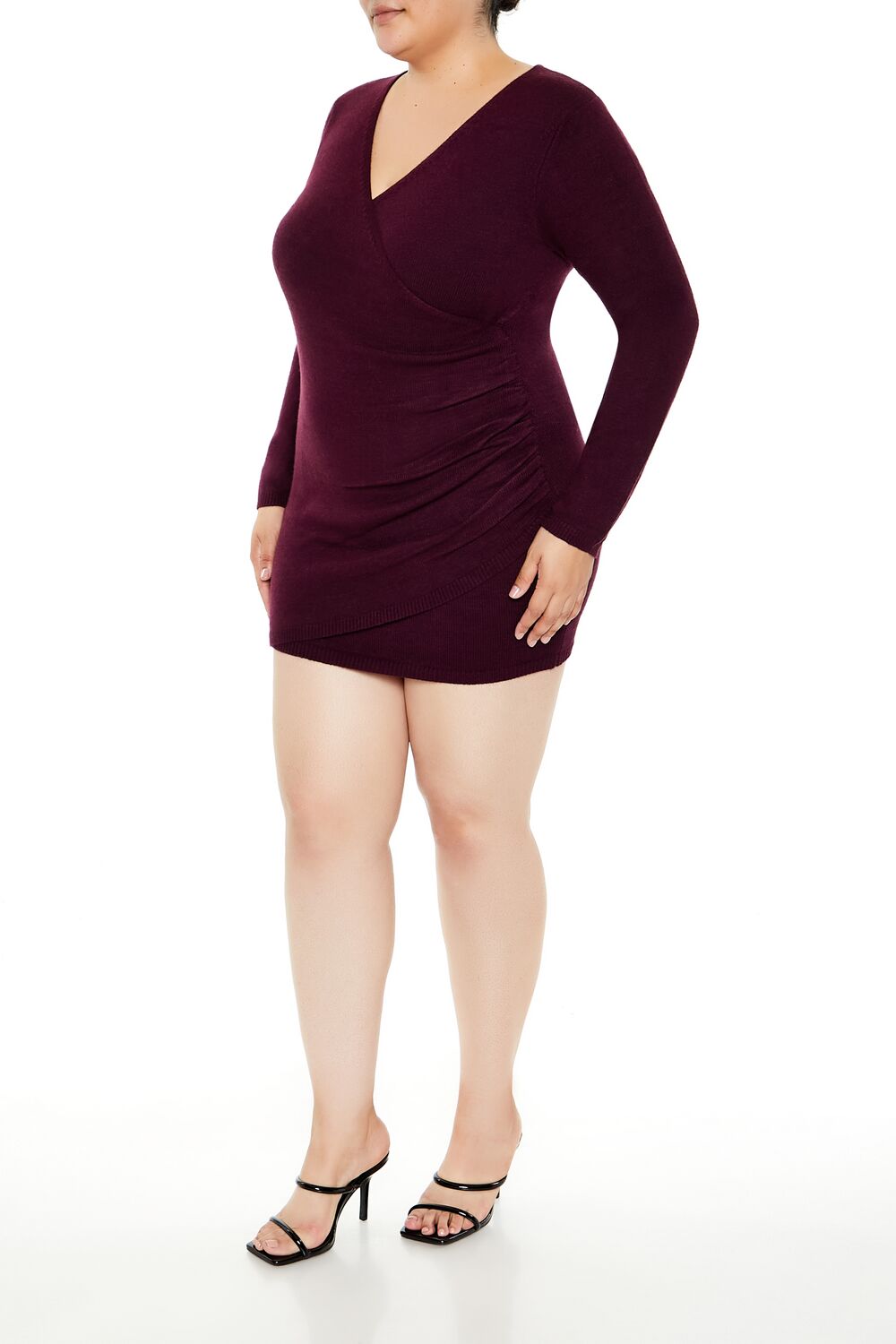 Plus Size Surplice Mini Sweater Dress - Forever 21
