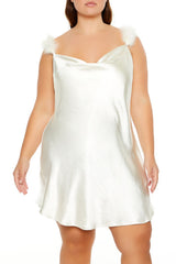 Plus Size Faux Fur-Trim Mini Dress - Forever 21