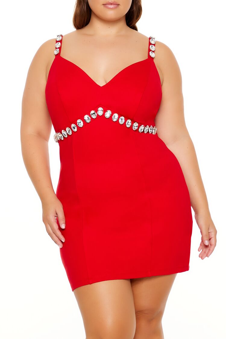 Plus Size Faux Gem Mini Dress - Forever 21