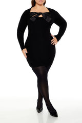 Plus Size Satin Bow Mini Dress - Forever 21