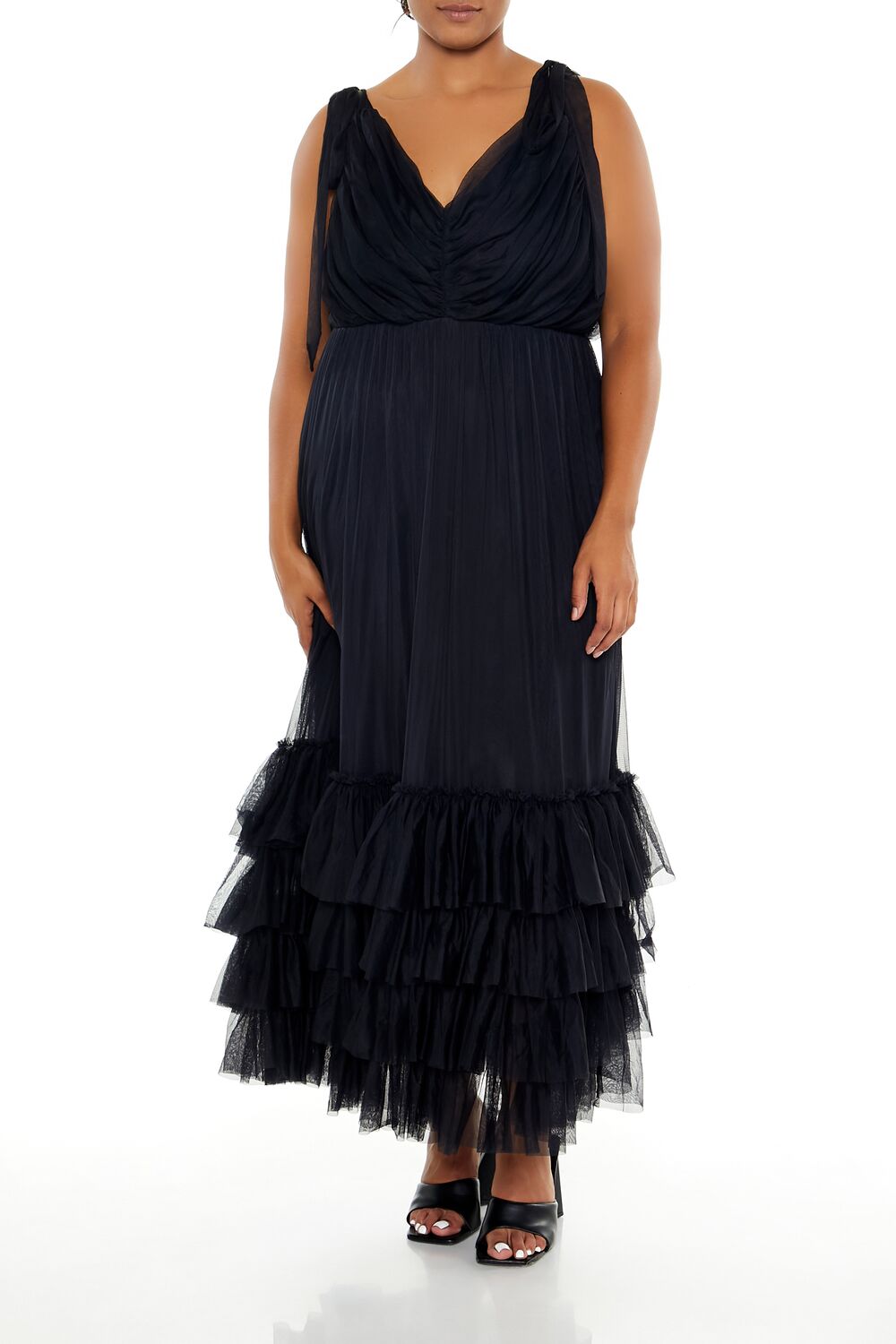 Plus Size Tiered Tie-Strap Maxi Dress - Forever 21
