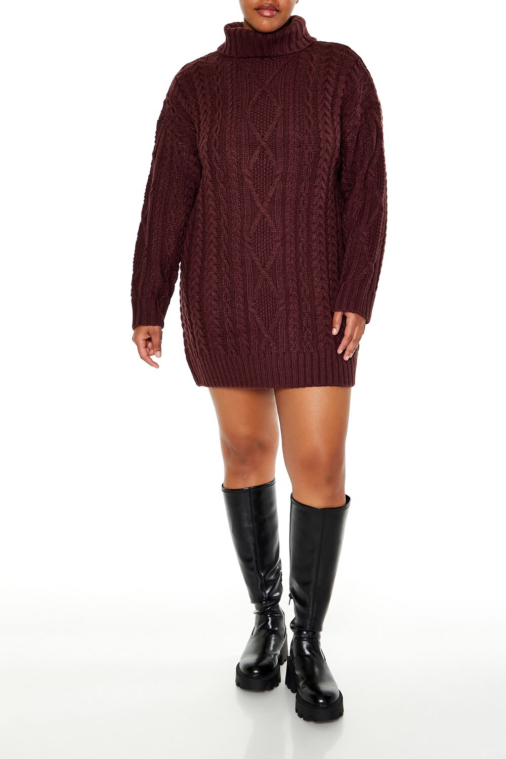 Plus Size Turtleneck Mini Sweater Dress - Forever 21