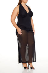 Plus Size Sheer Halter Maxi Dress - Forever 21