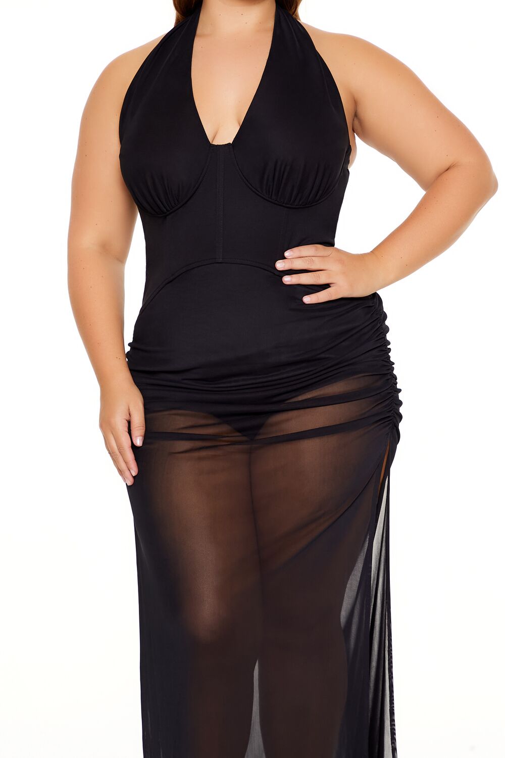 Plus Size Sheer Halter Maxi Dress - Forever 21