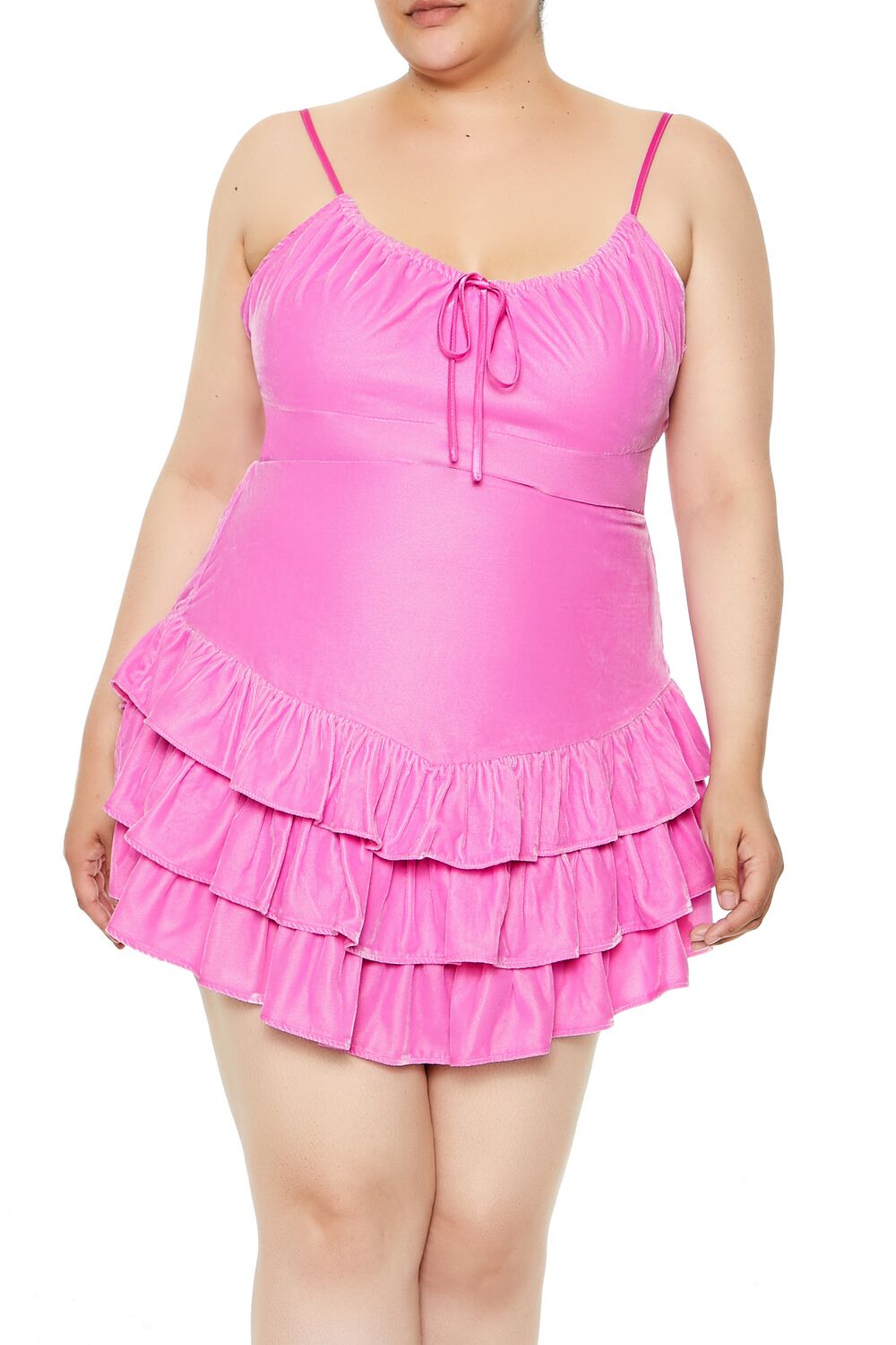 Plus Size Tiered Velvet Mini Dress - Forever 21