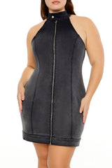 Plus Size Denim Zip-Up Mini Dress - Forever 21