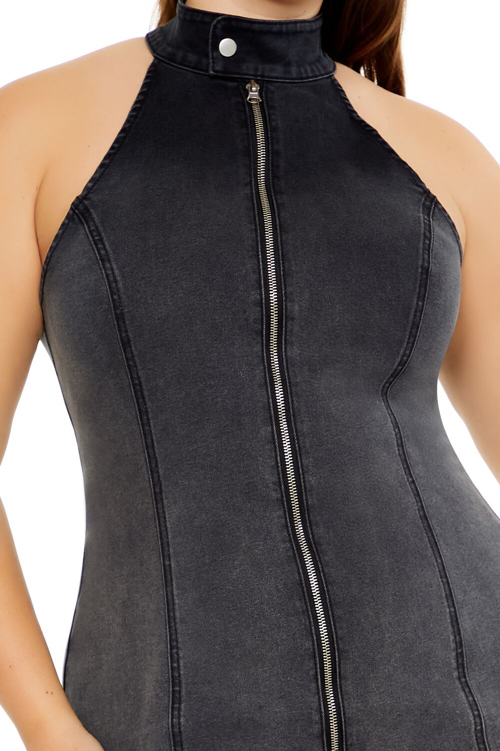Plus Size Denim Zip-Up Mini Dress - Forever 21