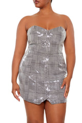 Plus Size Sequin Plaid Mini Tube Dress - Forever 21