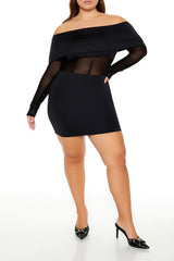 Plus Size Sheer Foldover Mini Dress - Forever 21