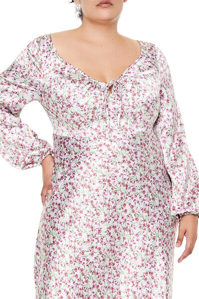 Plus Size Satin Floral Maxi Dress - Forever 21