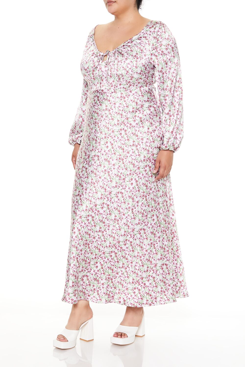 Plus Size Satin Floral Maxi Dress - Forever 21