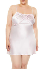 Plus Size Satin Bow Mini Slip Dress - Forever 21