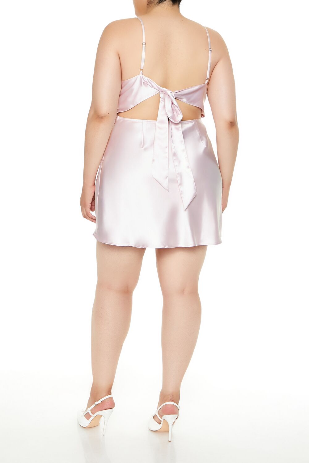 Plus Size Satin Bow Mini Slip Dress - Forever 21