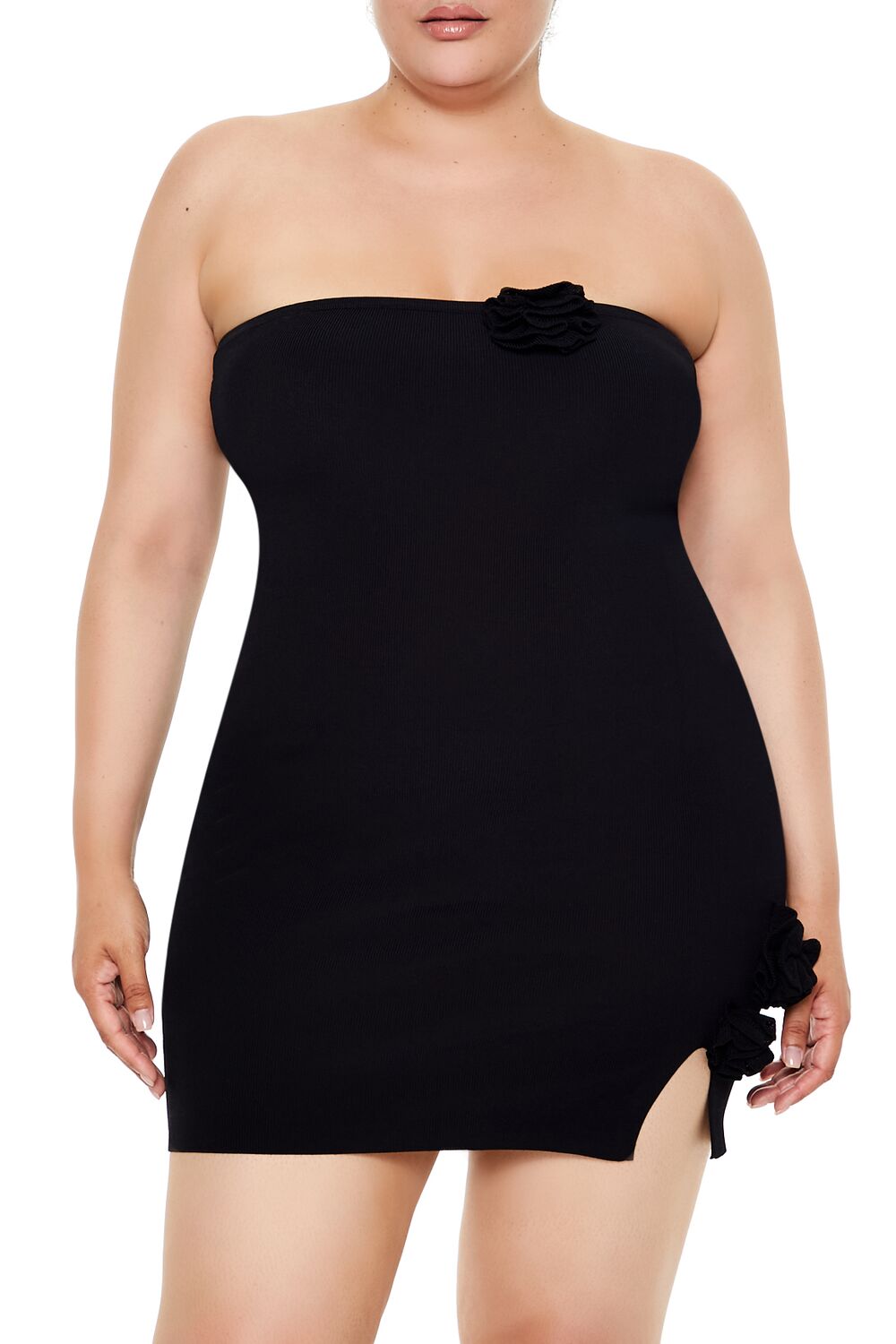 Plus Size Rosette Tube Mini Sweater Dress - Forever 21