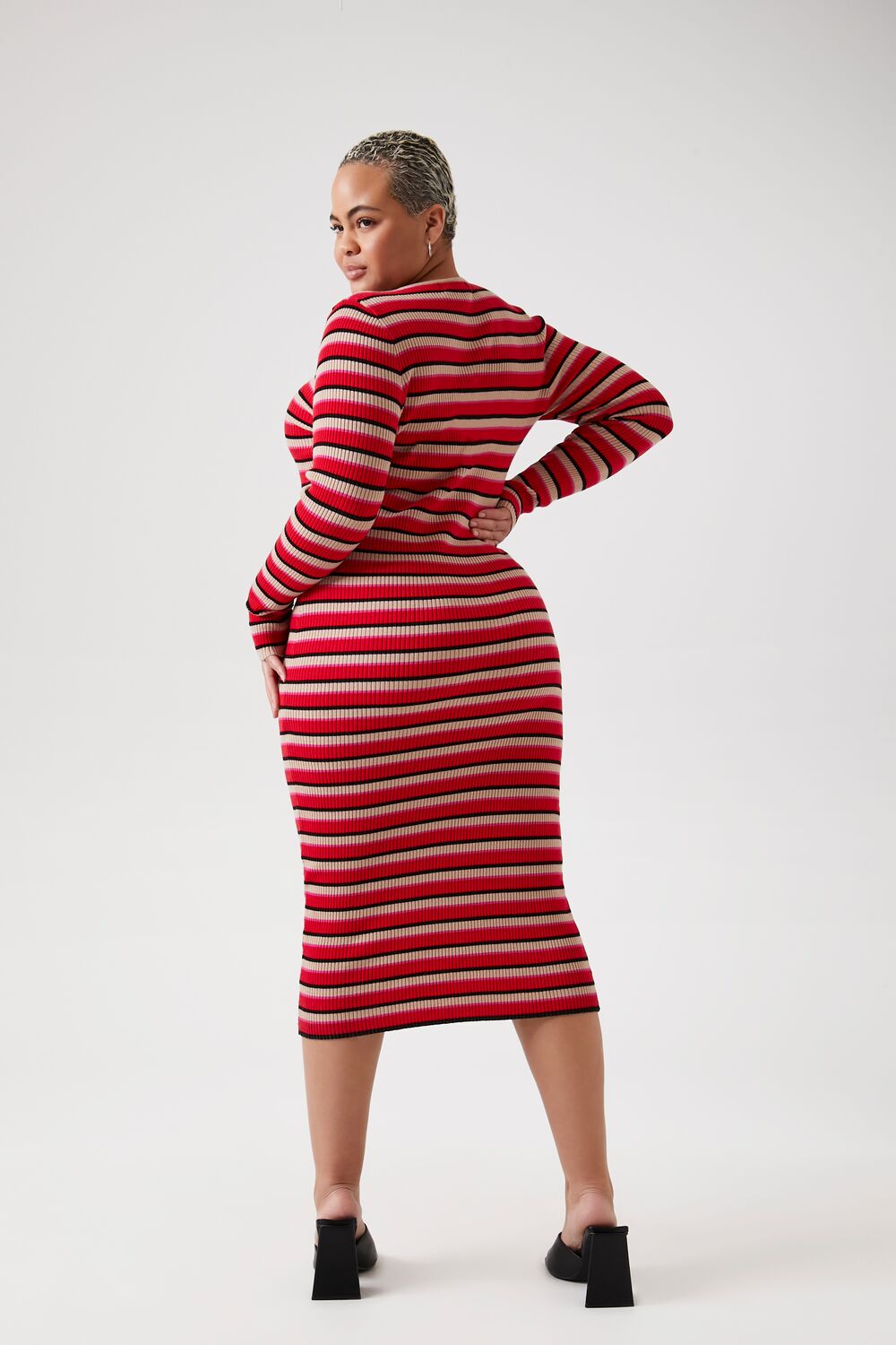 Plus Size Striped Lace-Up Sweater Dress - Forever 21