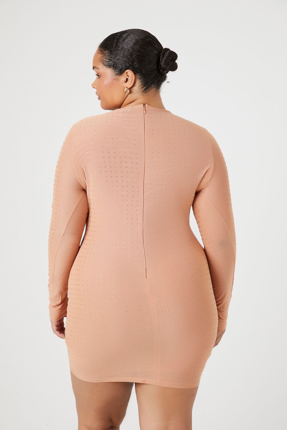 Plus Size Rhinestone Mesh Dress - Forever 21