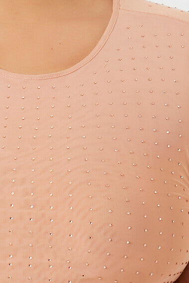 Plus Size Rhinestone Mesh Dress - Forever 21