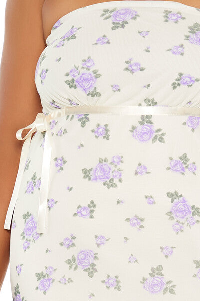 Plus Size Floral Bow Tube Mini Dress - Forever 21