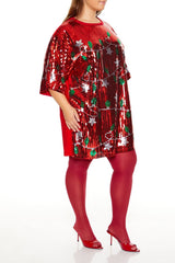 Plus Size Sequin Christmas Lights T-Shirt Dress - Forever 21