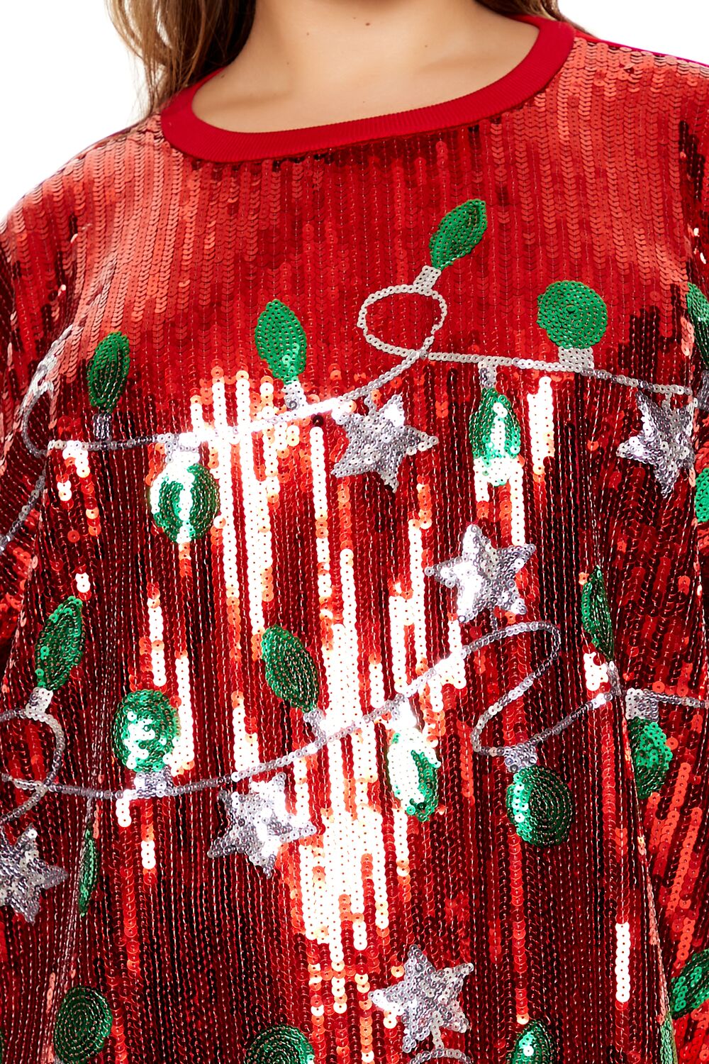 Plus Size Sequin Christmas Lights T-Shirt Dress - Forever 21