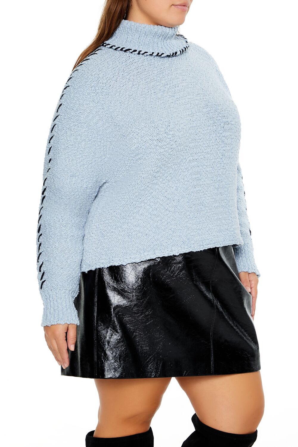 Plus Size Whipstitched Turtleneck Sweater - Forever 21