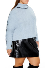 Plus Size Whipstitched Turtleneck Sweater - Forever 21