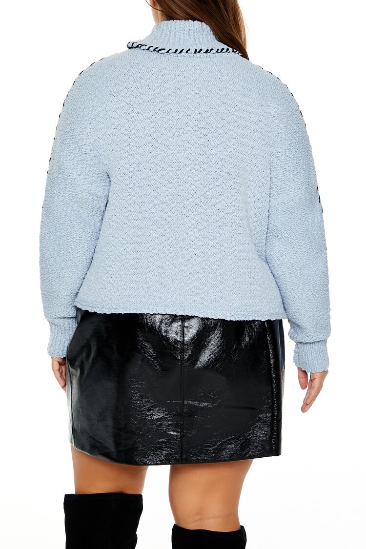 Plus Size Whipstitched Turtleneck Sweater - Forever 21
