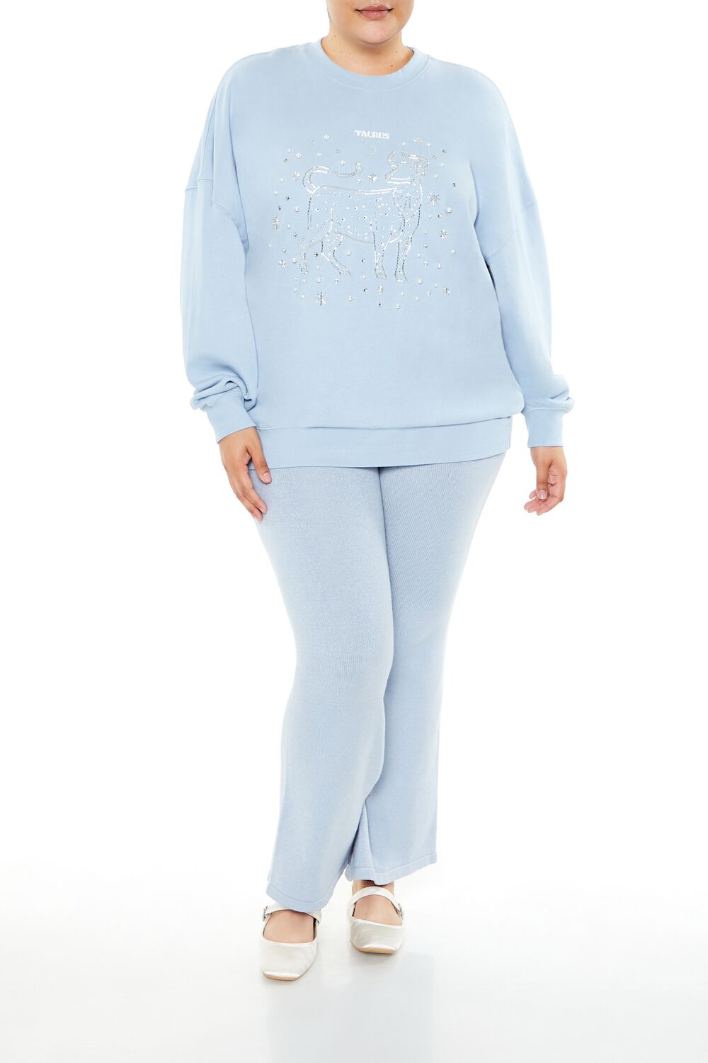 Plus Size Beaded Taurus Pullover - Forever 21