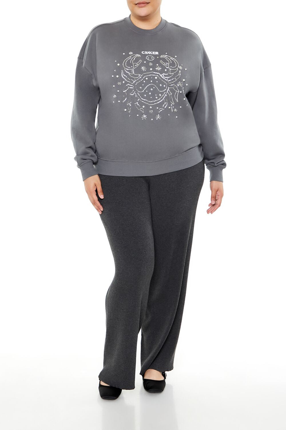 Plus Size Beaded Cancer Pullover - Forever 21