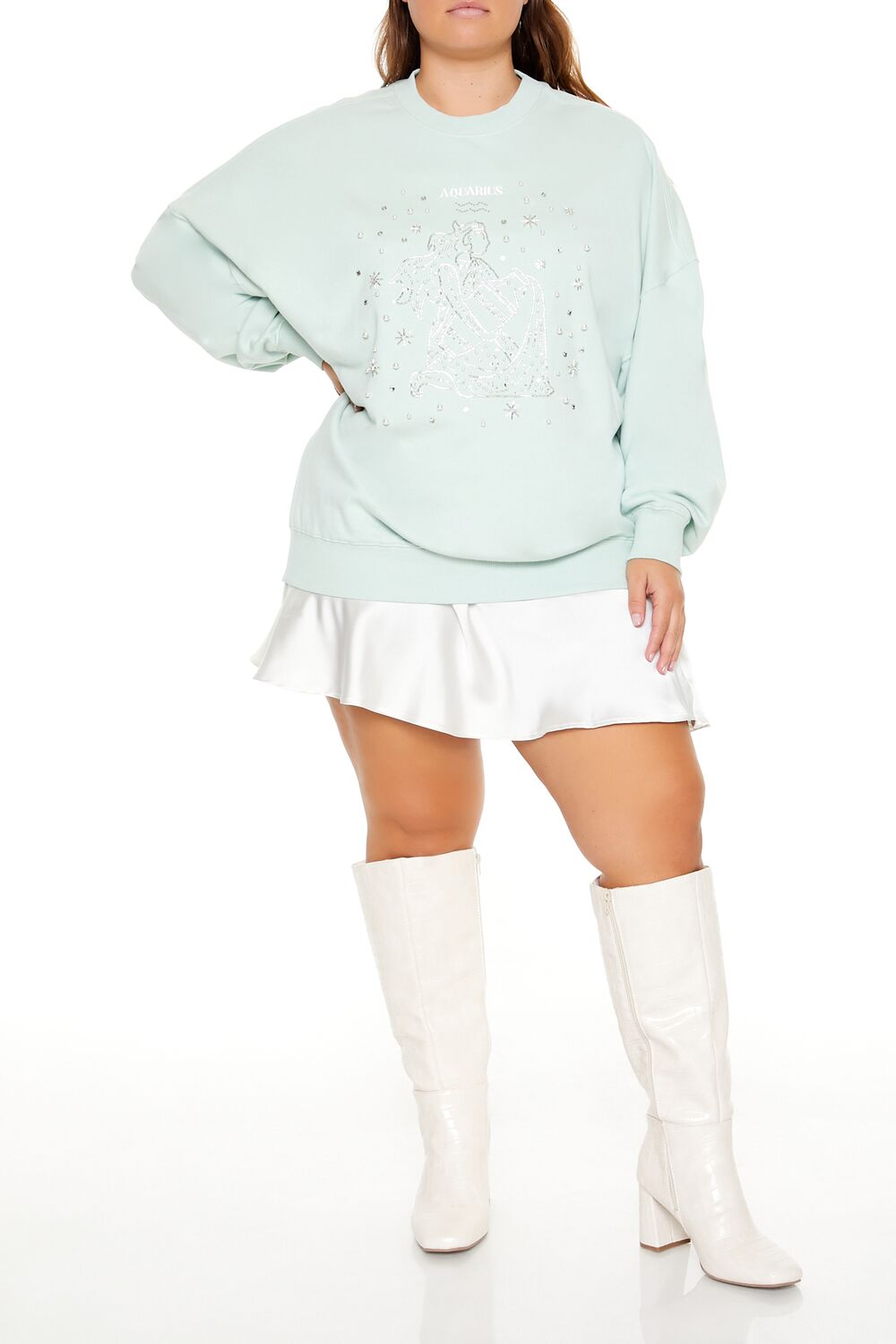 Plus Size Beaded Aquarius Pullover - Forever 21