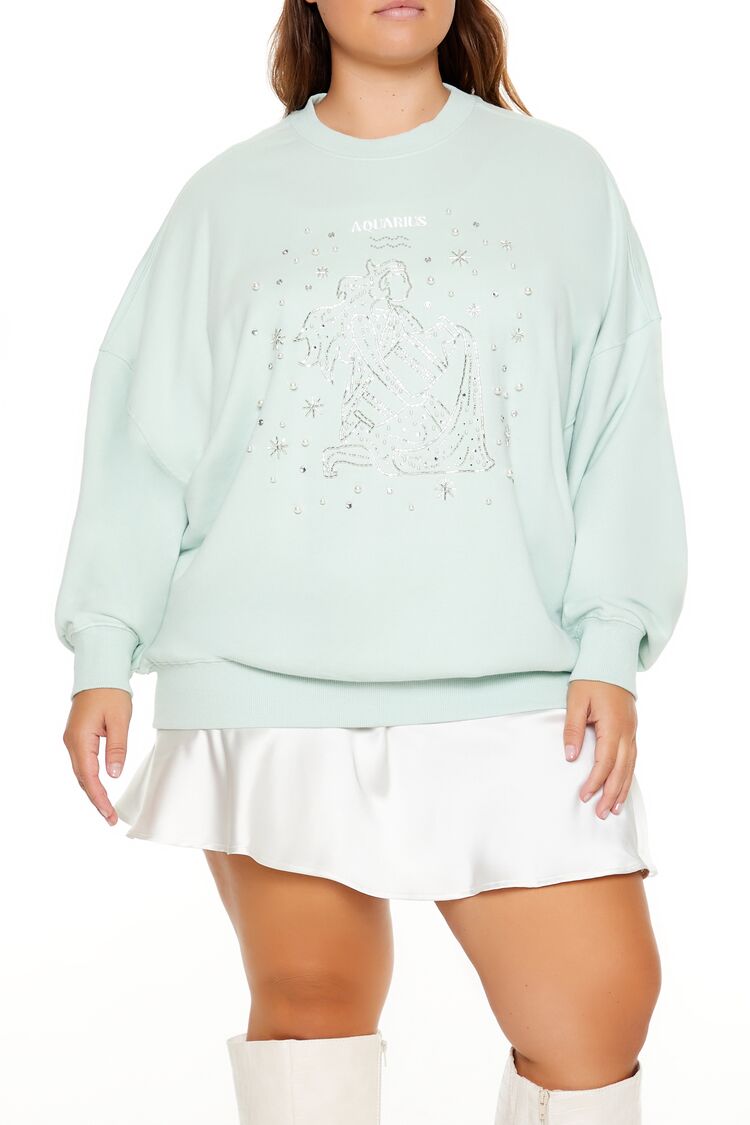 Plus Size Beaded Aquarius Pullover - Forever 21