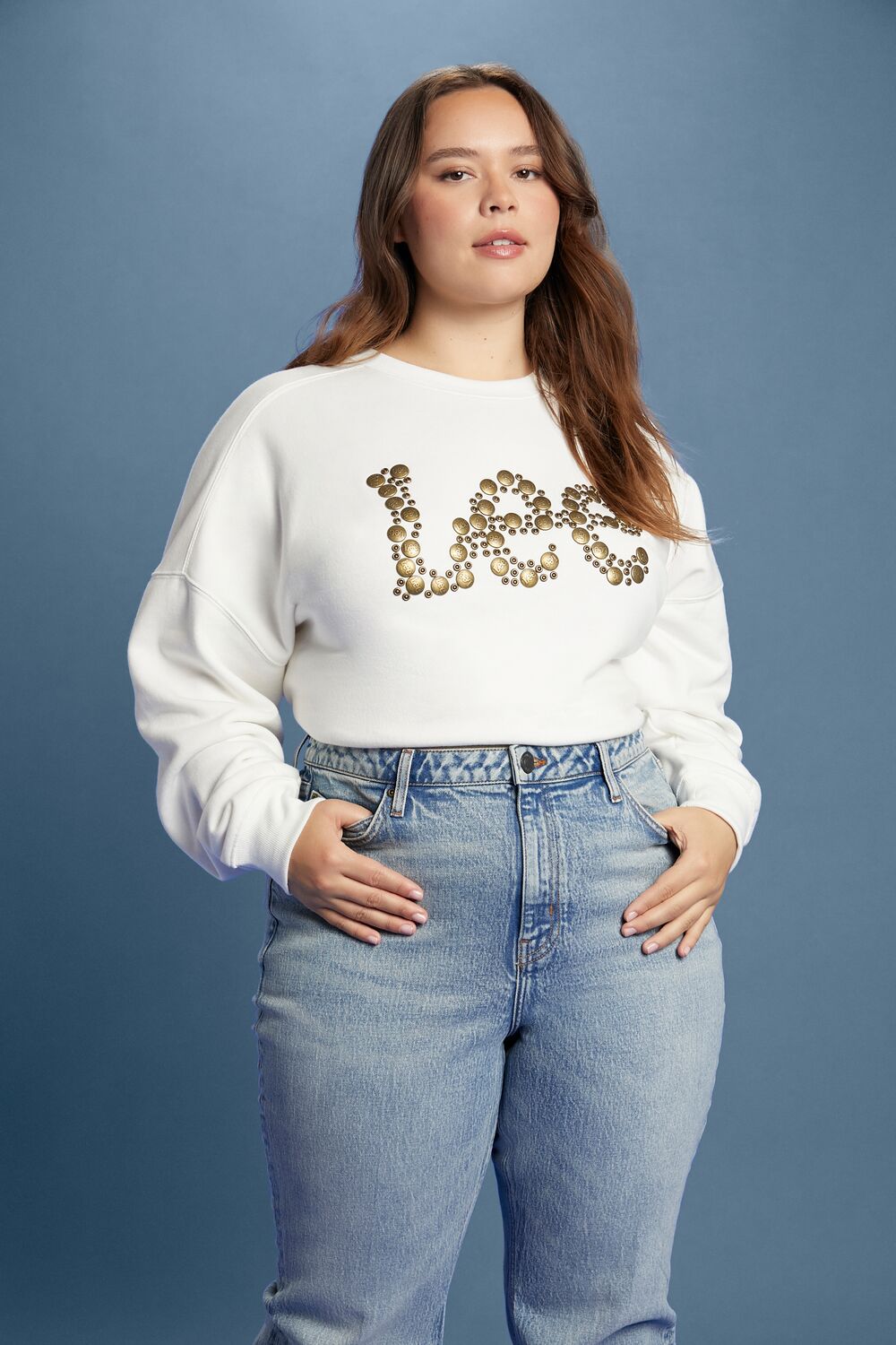 Plus Size Lee Embellished French Terry Pullover - Forever 21