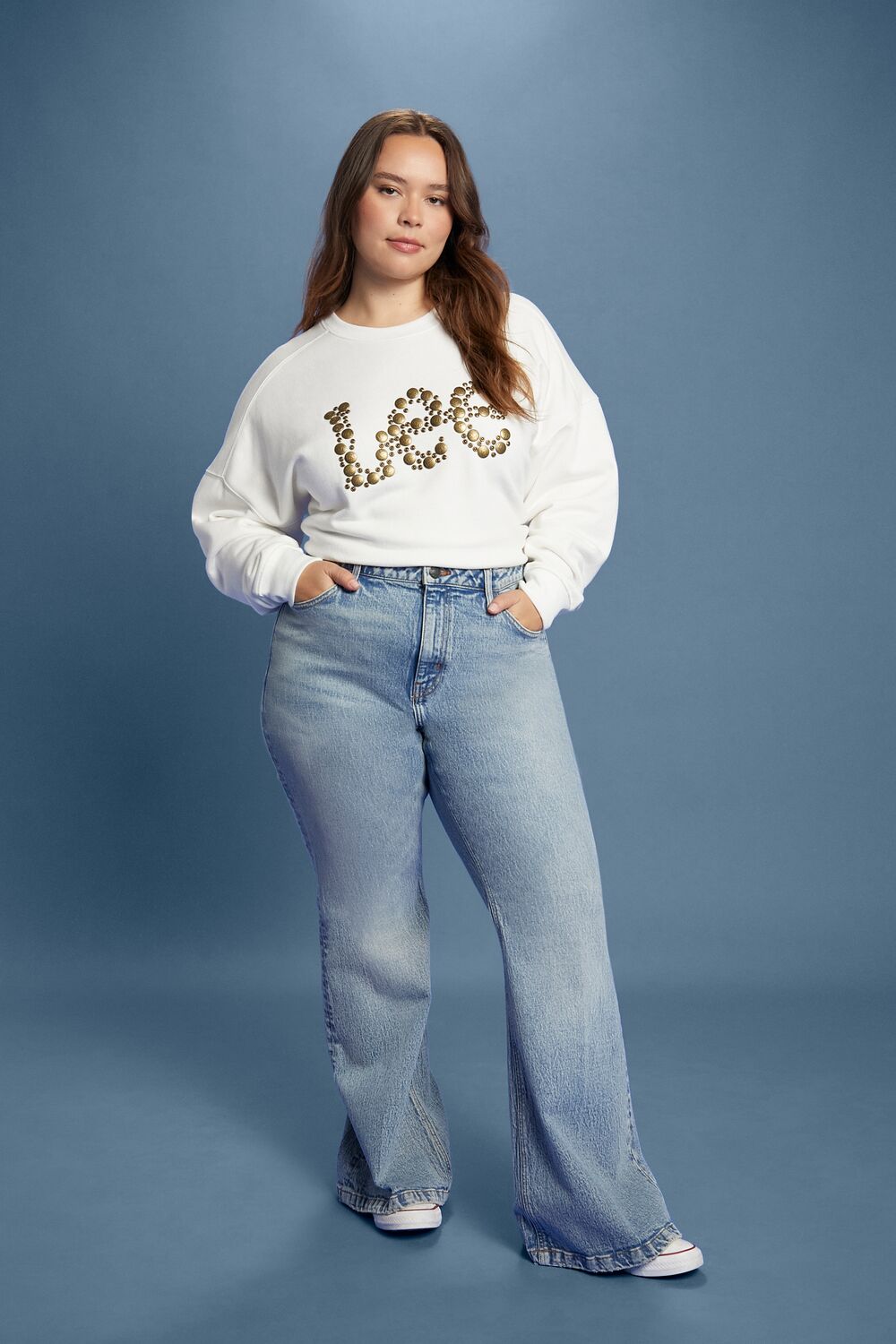 Plus Size Lee Embellished French Terry Pullover - Forever 21