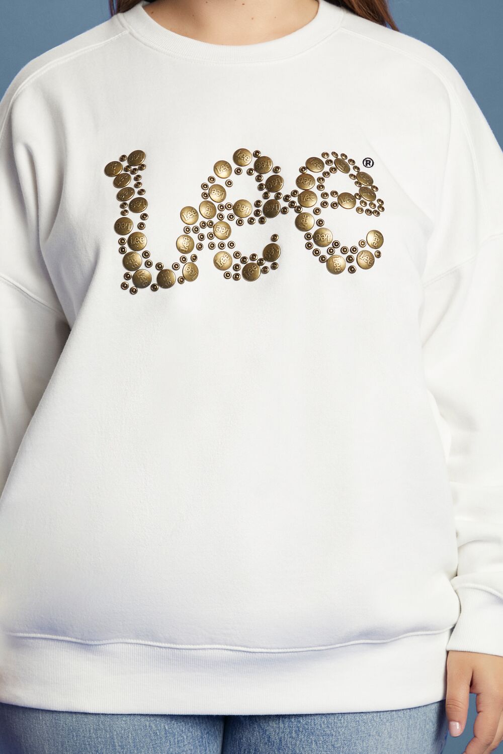 Plus Size Lee Embellished French Terry Pullover - Forever 21