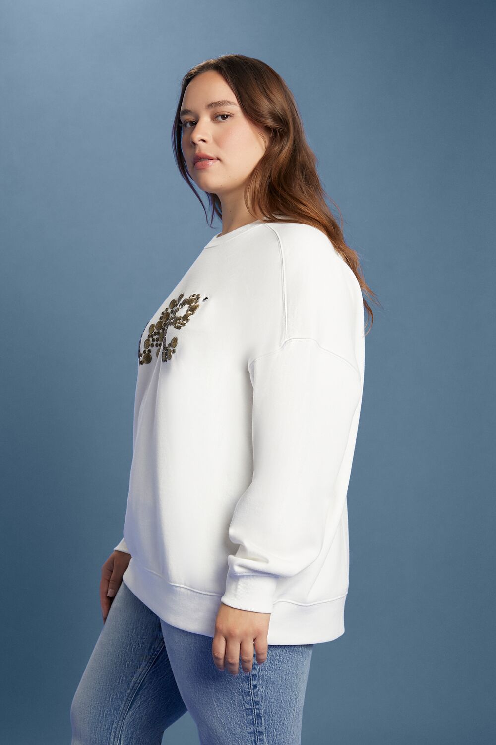 Plus Size Lee Embellished French Terry Pullover - Forever 21