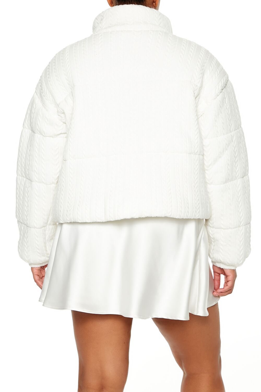 Plus Size Cable Knit Puffer Jacket - Forever 21
