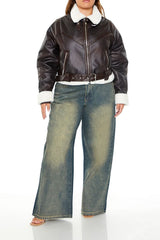 Plus Size Faux Leather Moto Jacket - Forever 21