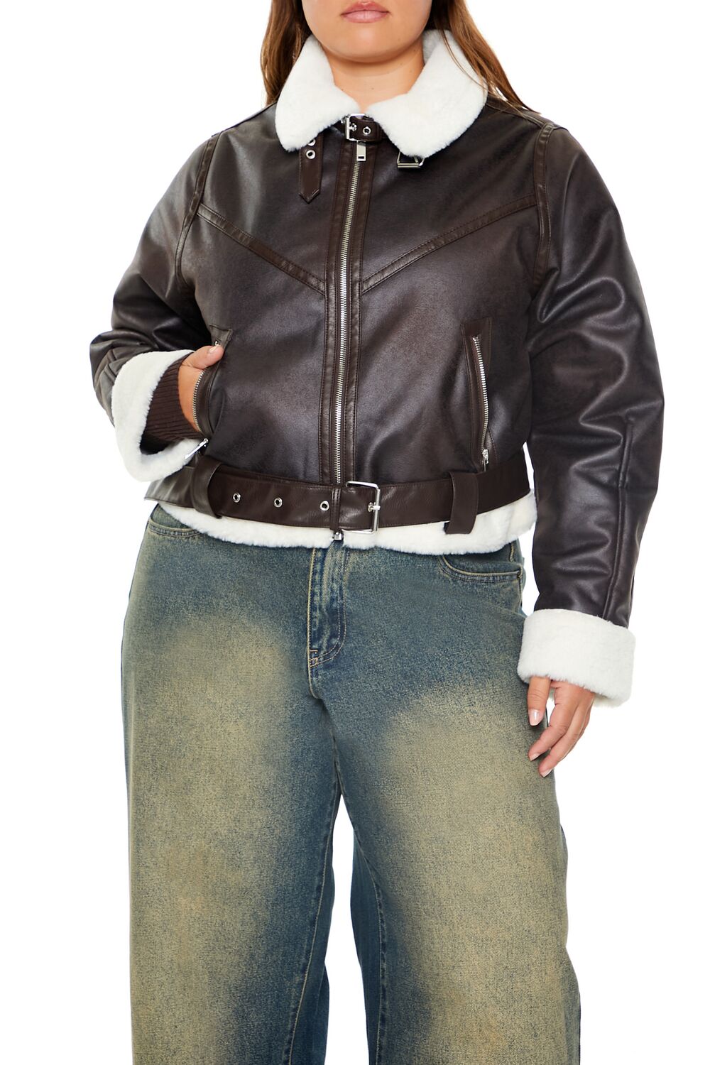 Plus Size Faux Leather Moto Jacket - Forever 21