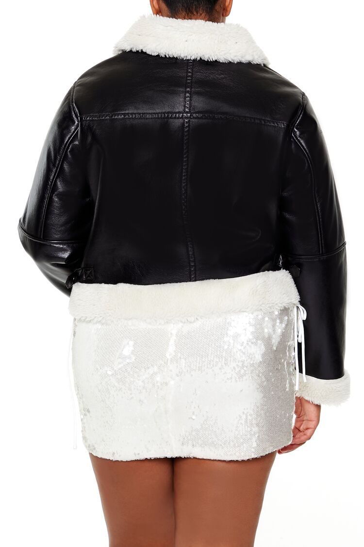 Plus Size Faux Shearling Aviator Jacket - Forever 21