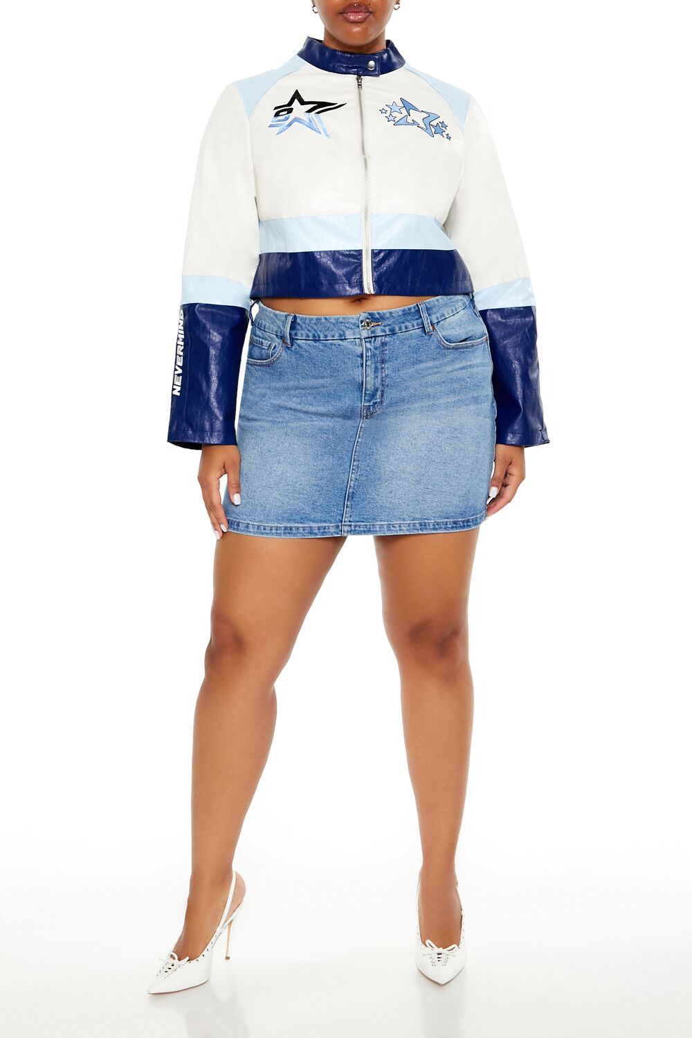 Plus Size Flaming Heart Moto Jacket - Forever 21