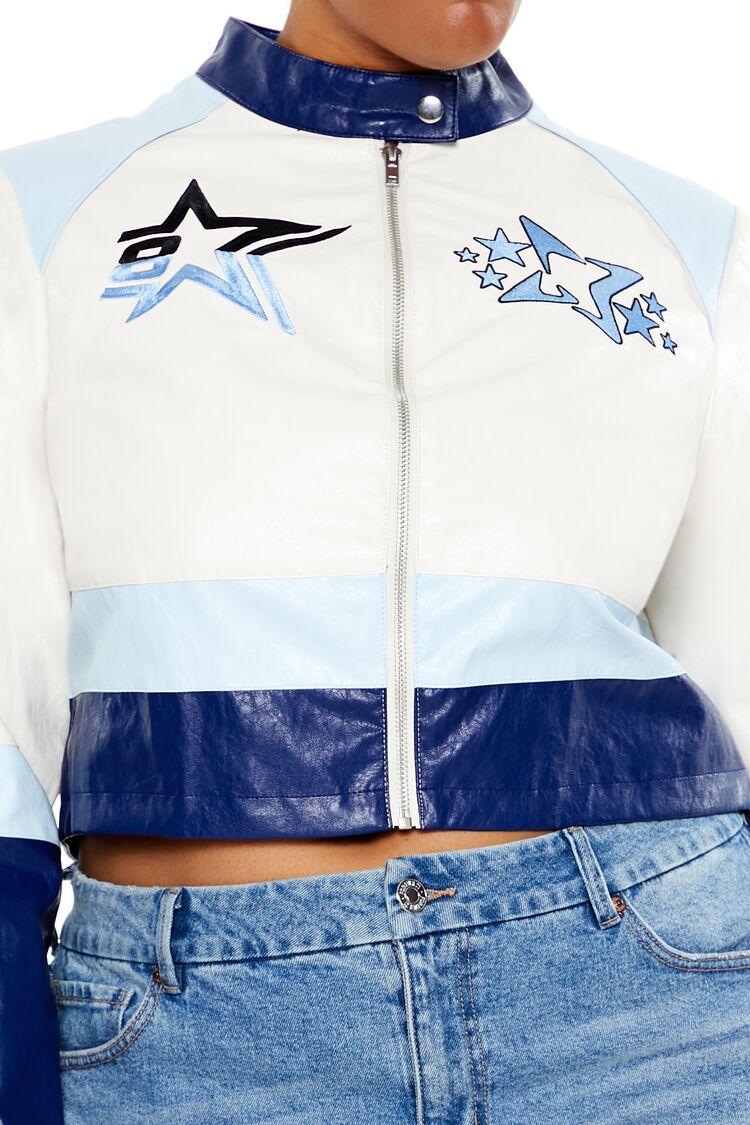 Plus Size Flaming Heart Moto Jacket - Forever 21